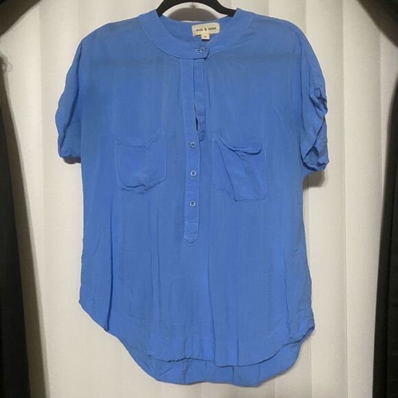 Cloth & Stone blue blouse, 2 functional pockets on chest - Picture 1 of 6